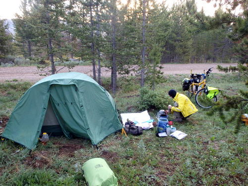GDMBR: Terry is making coffee and cooking in the kitchen.